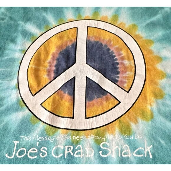 Vtg 90s Joe's Crab Shack T-Shirt XL Single Stitch Tie Dye Peace Love Sunflower - Picture 3 of 8